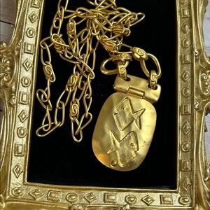 Vintage Liz Claiborne Compact Mirror Necklace